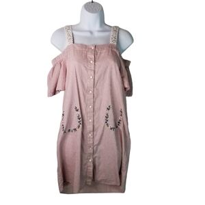 Ledin spell out strap floral checkered dress